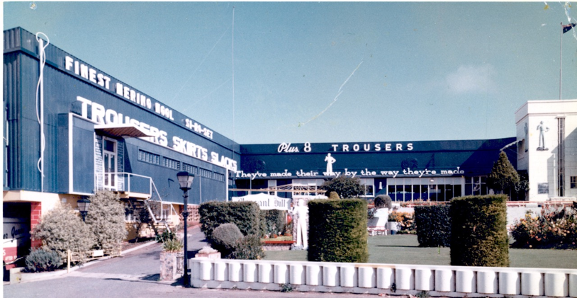 The factory in the 60's - note the Plus 8 Men on the facade and in the gardens. 