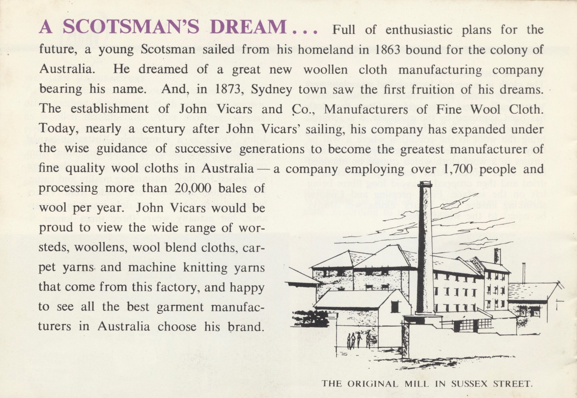 The story of Vicars Mill.  Loaned by Eleanor Anderson.  