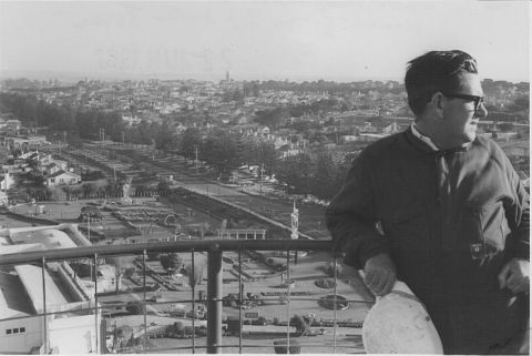 Alf Reed - the view from the top the day it went up. Jones Family Collection.