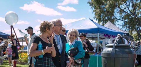 Joyce and Ralph Jones with daughter Rena at the 2016 Community Christmas Picnic in the Fletcher Jones Gardens.  Photo: Julie Eagles 