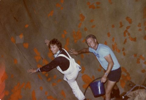 Kevin Fry and Keith Clark working inside the ball in 1984. Photo: Gary Kelly