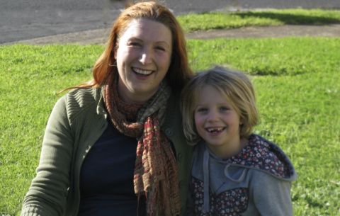 Tonia Wilcox with daughter Jemma watching repairs to the silver ball in 2014- Photo Julie Eagles 