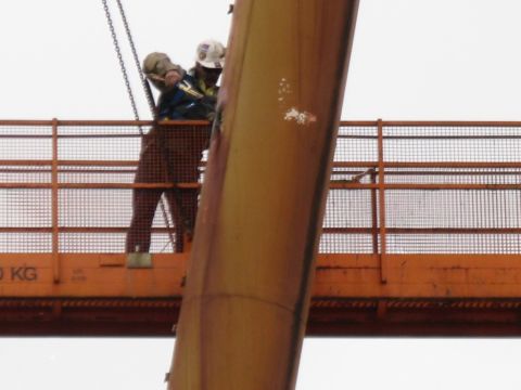 Removing the pipes.  Photo: Julie Eagles 