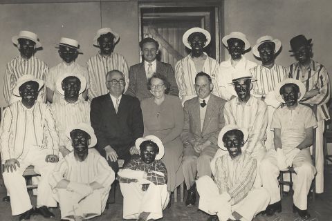 Black Faces - Fletcher and Rena Jones seated middle.  We are unsure what the occasion or reason for the black faces was!  Photo: Alex Wilkins. 