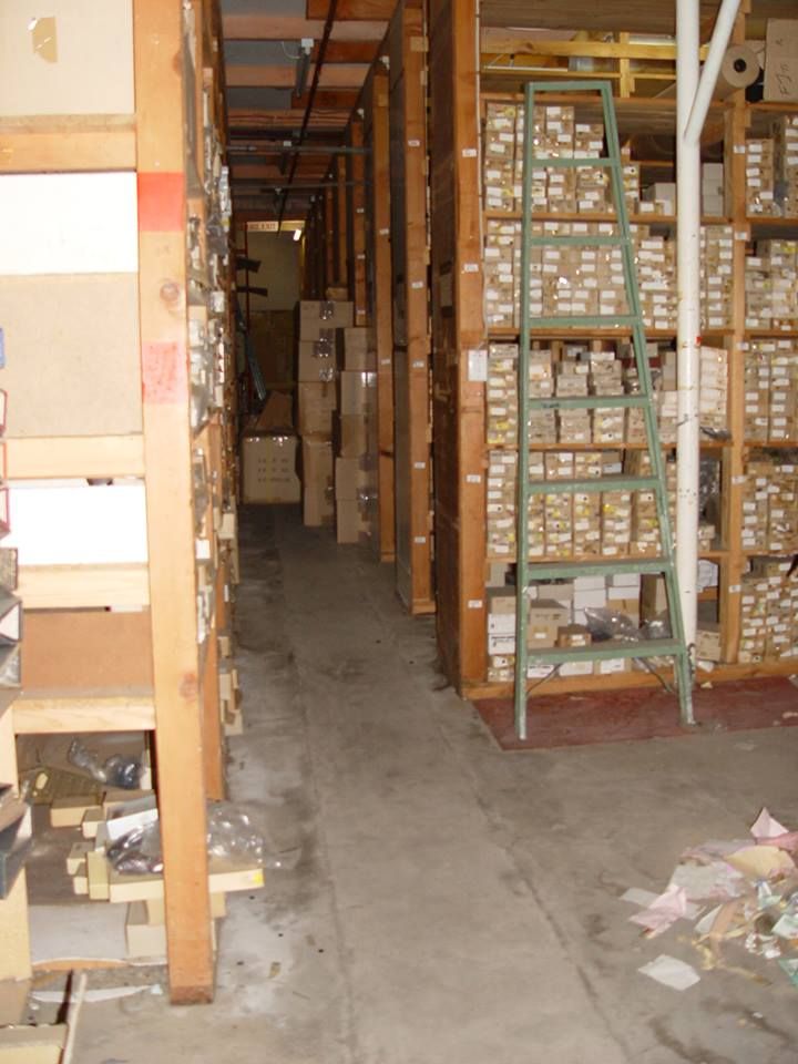 Button storage area under the factory.  Photo: shared by Tim Carlton