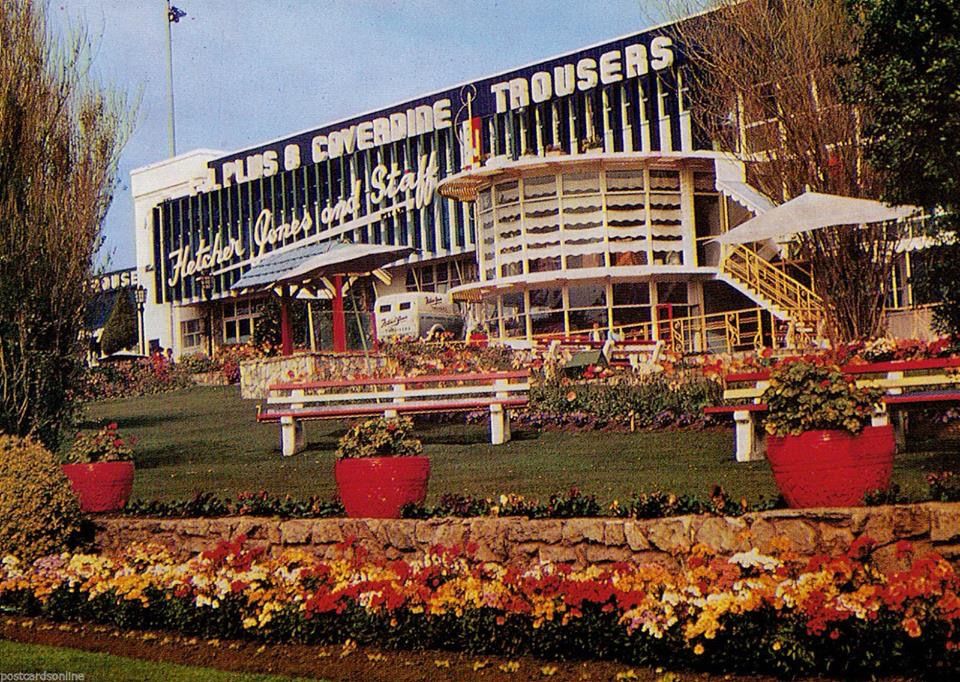 View of the round room and factory - mid 1960s postcard. 