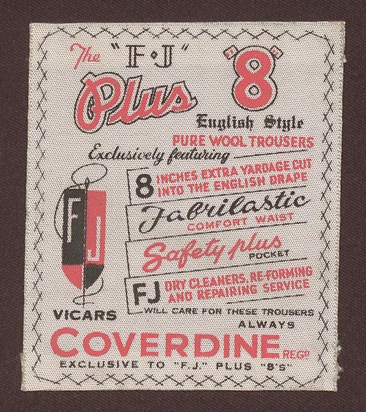 Plus 8 Trouser label - University of Melbourne Archives. 