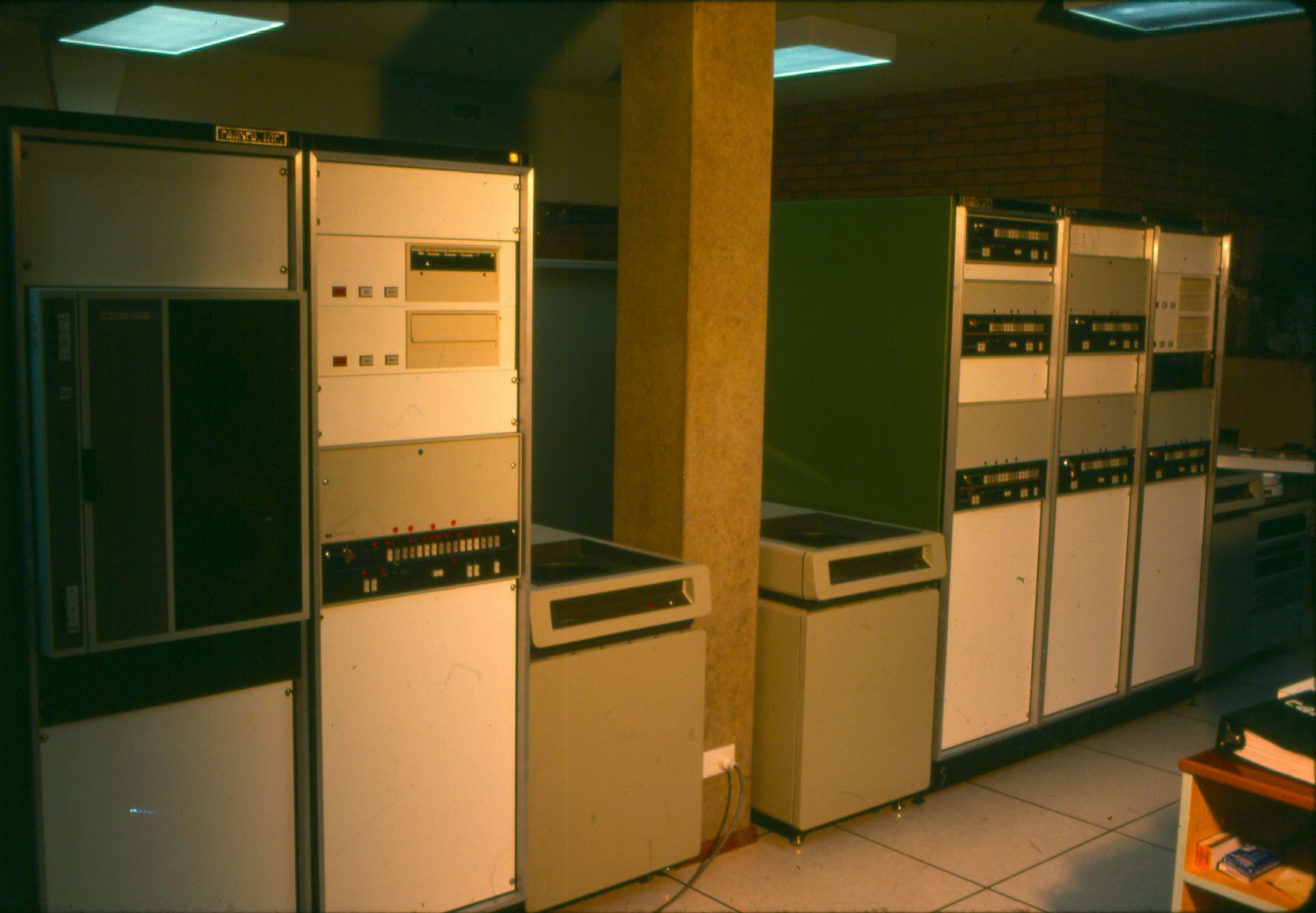 Warrnambool's first computer room was housed in the 'bunker' in an area carved from the sandstone under the factory.  Photo: Jones Family Collection 