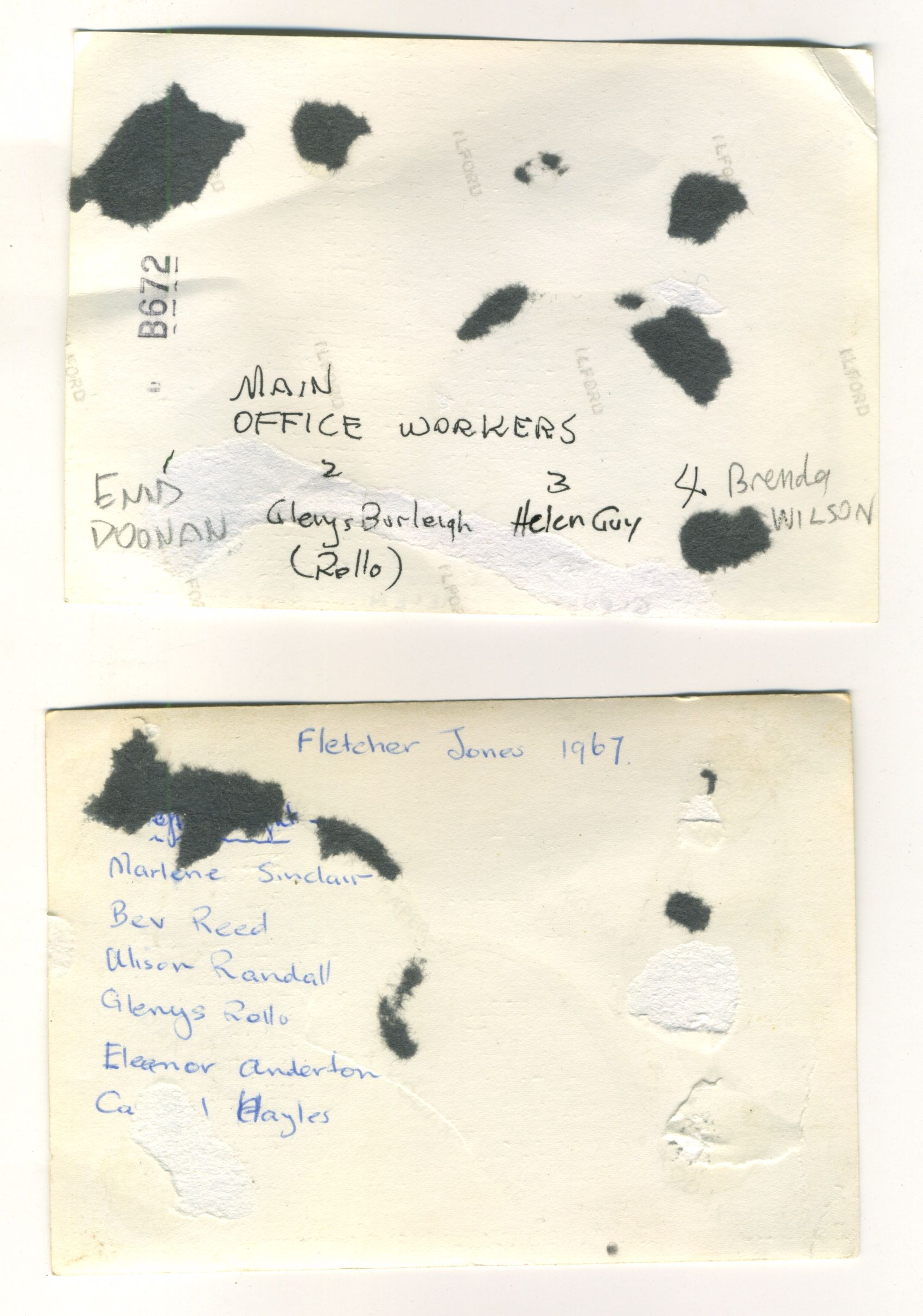 Back of Glenys Rollo photos. Back of Glenys Rollo photos.