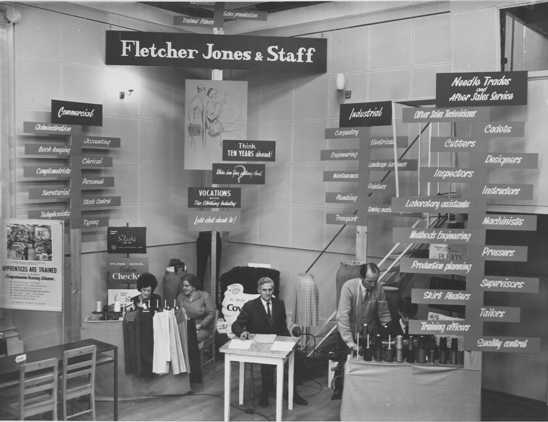 Jack Caple seated centre at a trade show in 1963 representing FJs with Mrs Cockling, Mark Mitchkulnig and Ken Ogier.  Photo: Jones Family Collection 