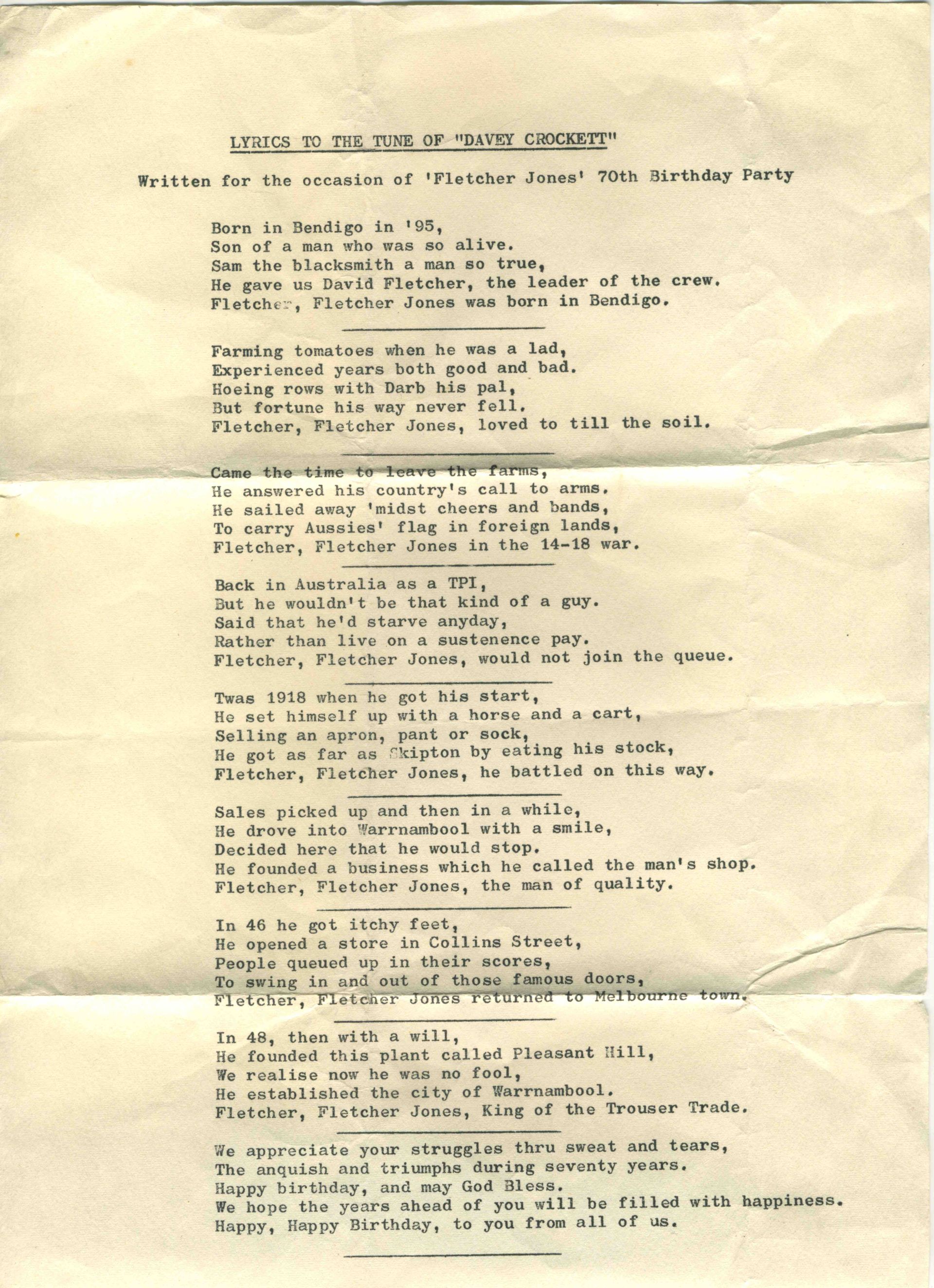 The 70th birthday song - shared by Wilma Williams