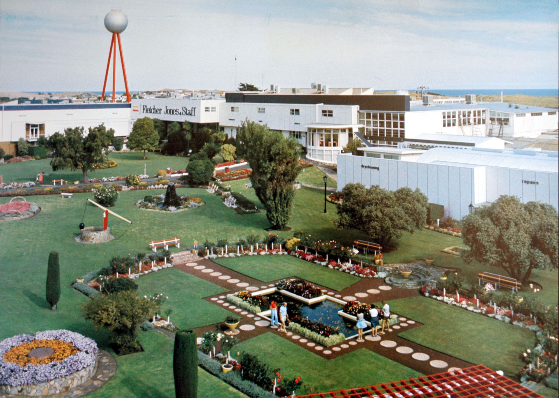 The immaculately manicured gardens and Silver Ball of the FJ Factory as they looked when visited by Julia Blum and her family. Photo: Jones Family Collection The immaculately manicured gardens and Silver Ball of the FJ Factory as they looked when visited by Julia Blum and her family. Photo: Jones Family Collection