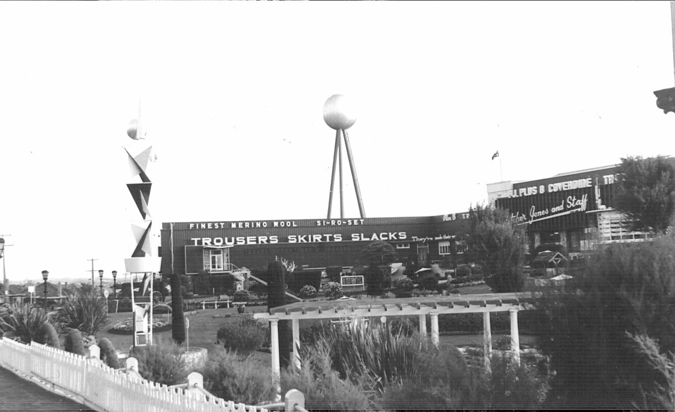 1968 and the Silver Ball, also a sphere, now towers above the smaller sculpture.   So why was this cone and sphere formation so important to Fletcher? Photo: Jones Family Collection