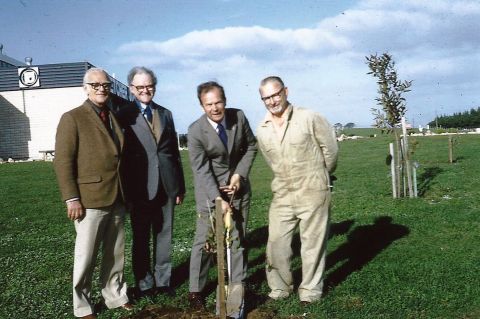  FJ's Mt Gambier (1975) - left to right - Horace Verey, Neil Symons, my father Chic Phillips (Mt Gambier Manager), Dick Tongue (gardener).  Photo: Richard Phillips