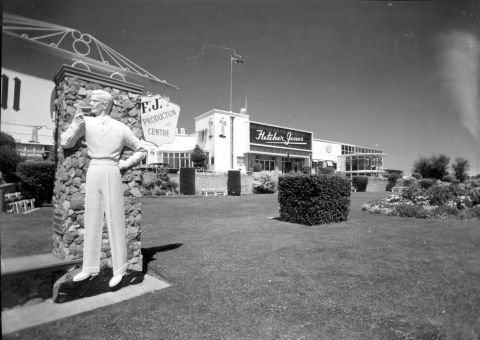 At one time, there were lots of the Plus 8 meant sculptures on the buildings and in the gardens.  Photo: Jones Family Collection 