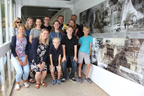 18 members of the Jones family joined in the 2015 Christmas Party in the gardens. Here they are gathered after the unveiling of the first FJ story panel.  Photo Colleen Hughson 