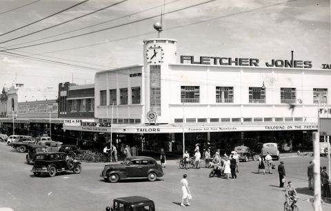 The Man's Shop with upstairs workroom. Corner Liebig and Koroit St. Warrnambool 1946.  Photo: Jones Family Collection