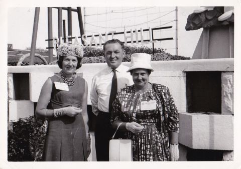 Margaret Thorburn left with friends at a Rotary Conference in the Pleasant Hill gardens. Photo: shared by David Thorburn  