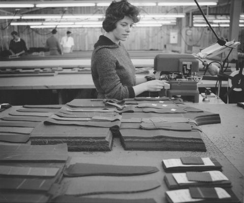 Work Preparation section of FJs.  All cut work passed through this section to be prepared in various ways for the production lines.  Improving manufacturing processes such as these was part of the FJ Methods Engineers' KISS  research!  Photo: Jones Family Collection.  