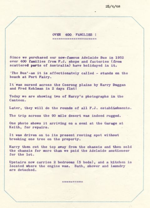 FJ Staff Bulletin 1968.  Jones Family Collection 