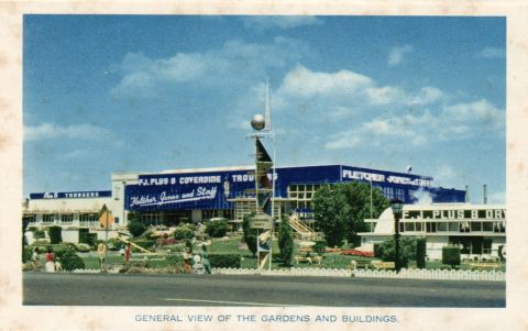 The sculpture in the gardens in colour.  From a Nucolorvue Postcard Album of Pleasant Hill gardens, courtesy of Tony Drylie