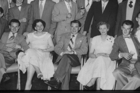 Archie Ewing (centre). Manager of the Cutting Room and Board member at FJs.  Photo: Jones Family Collection 