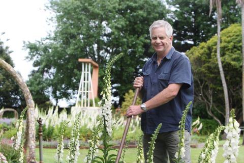 Lex Caldwell tending the FJ Gardens in 2013.  Photo:Warrnambool Standard