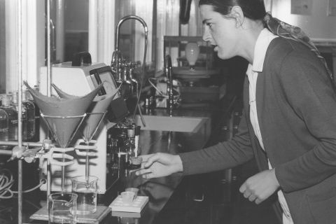 Sue Peterson in the FJ Laboratory in 1974. Photo: Jones Family Collection