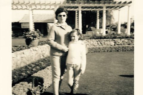 Julia Blum with her mother at the FJ Gardens on the day there was one flower less!  Photo: shared by Julia Blum